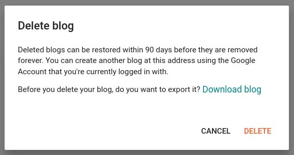 Delete Blogger blog