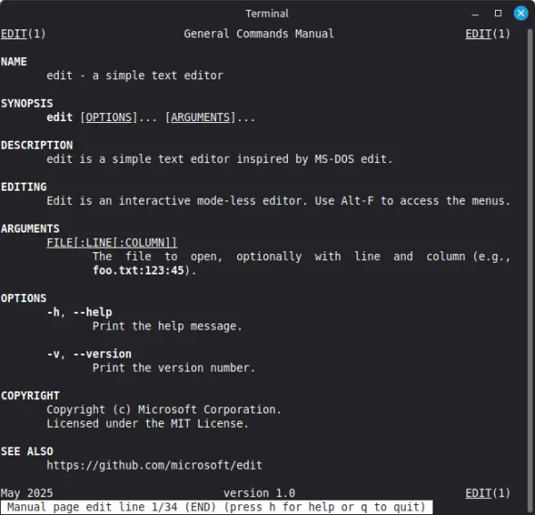 Manpage on Linux