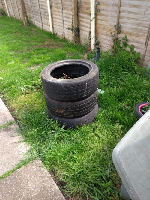 Three old tyres