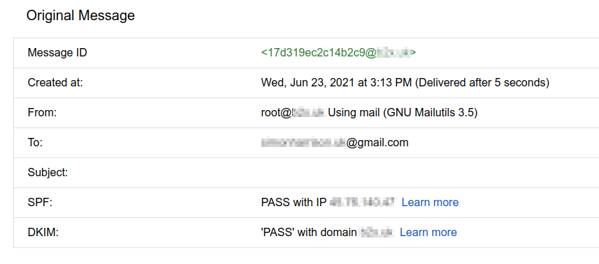 DKIM pass at gmail
